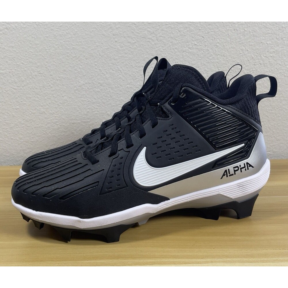 Nike Alpha Menace Strong Football Cleats Men Size 9.5 Black White II5139-010 NEW